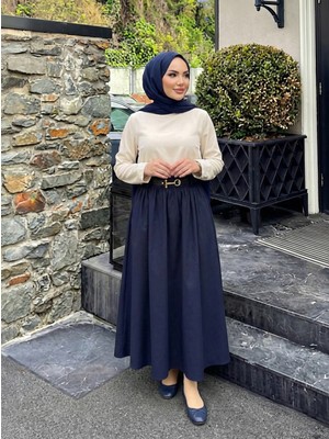 Foremia Kemer Detay Terikoton Etek-Lacivert