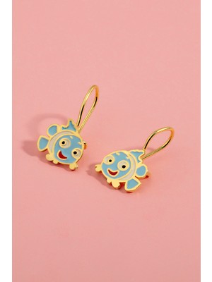 Normadia 925 Ayar Gümüş Mineli Balık Figürlü Çocuk Küpesi