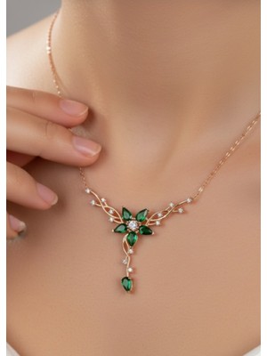 Çekirdek Jewelry 925 Ayar Gümüş Damla Taşlı Sarmaşık Kolye