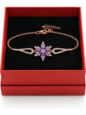 Çekirdek Jewelry 925 Ayar Gümüş Lila Taşlı Lotus Bileklik