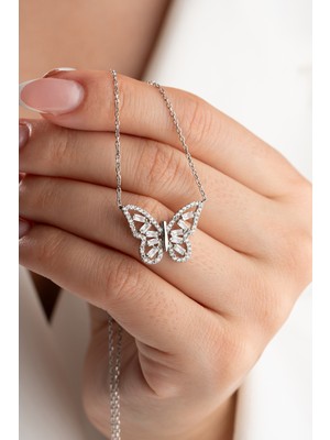 Çekirdek Jewelry 925 Ayar Gümüş Kelebek Kolye