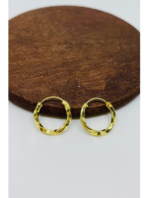 Normadia 925 Ayar Gold Kaplama Kadın Burgu Gümüş Küçük Boy Halka Küpe 15 mm
