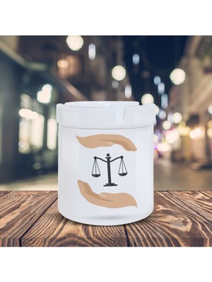 Hediyara Adalet Simgesi Terazi Baskılı Küllük Seramik Kül Tablası-08881