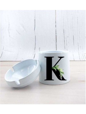 Hediyara K Harf Yapraklı Seramik Küllük