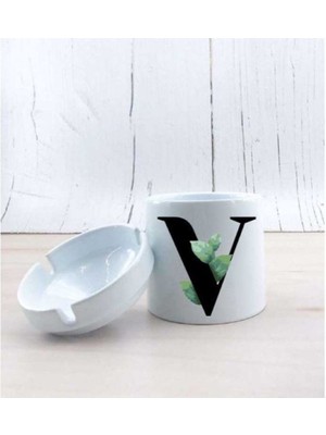 Hediyara V Harf Yapraklı Seramik Küllük