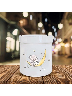 Hediyara Aydaki Fil Baskılı Seramik Kokusuz Küllük Hediyelik Ne Hediye Alınır