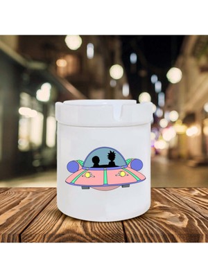 Hediyara Rick And Morty Uzay Aracı Baskılı Seramik Küllük