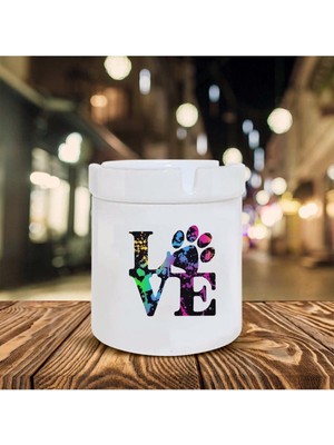 Hediyara Love Ped Baskılı Seramik Şık Küllük