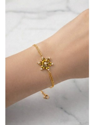 Çekirdek Jewelry 925 Ayar Gümüş Zeytinyağı Taşlı Lotus Bileklik