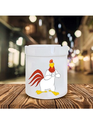 Hediyara Çizgi Film Karakteri Horoz Baskılı Seramik Küllük