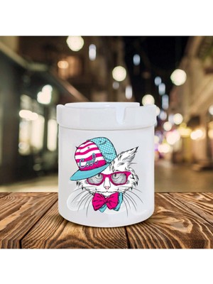 Hediyara Cool Kedi Temalı Seramik Şık Küllük