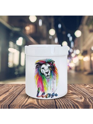Hediyara Renkli Aslan Leon Baskılı Küllük Kül Tablası
