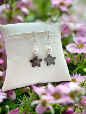 Normadia 925 Ayar Gümüş Sedef ve Inci Doğal Taşlı Küpe