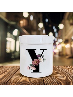 Hediyara Y Harfi Baskılı Seramik Şık Küllük