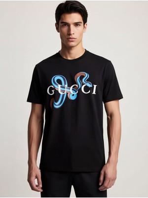 Gucci  Önü Baskılı Bisiklet Yaka T-Shirt