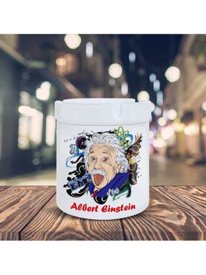 Hediyara Albert Einstein Renkli Baskılı Seramik Küllük Kül Tablası-90815