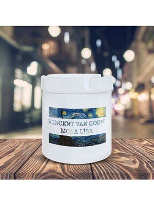 Hediyara Yıldızlı Gece Küllük Van Gogh Mona Lisa Baskılı Kül Tablası K-55