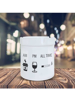 Hediyara Zaman Küllük Sabah Kahve Akşam Şarap Baskılı Kül Tablası KL-197