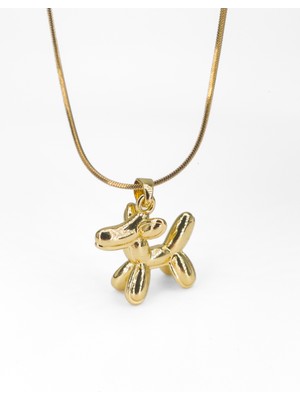 Stella Fortis Balon Köpek Figürlü Kadın Kolye – Altın & Gümüş Renk - Modern Tasarım | Paslanmaz Çelik