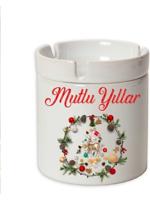 Hediyara Yılbaşı Temalı Baskılı Seramik Şık Küllük