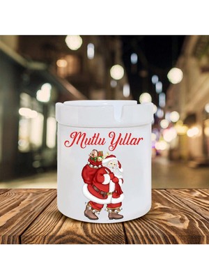 Hediyara Yılbaşı Noel Temalı Baskılı Seramik Küllük