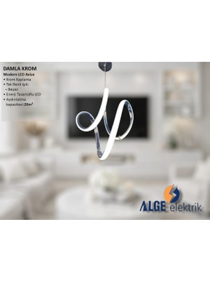 Alge Avize Damla Krom Modern LED Avize