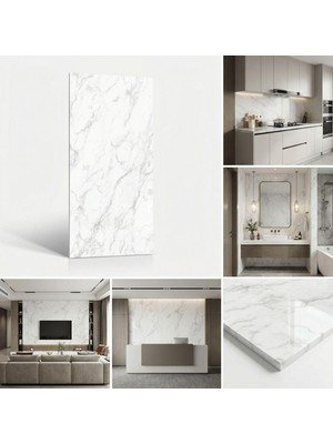 Reis Home Mermer Desenli 60X30CM Yapışkanlı Mutfak Banyo Kaplama Duvar Paneli Kağıdı  10ADET