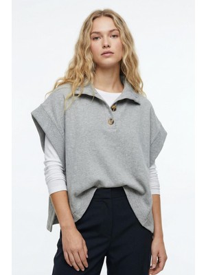 Rays 3106A Kapüşonlu Düğmeli Tişört Gri