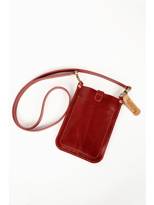 Hooq Design Deri El Yapımı Mavi Telefon Çantası