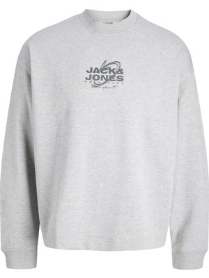 Jack & Jones Erkek Gögüs Logo Baskili Sweatshirt - Mineral