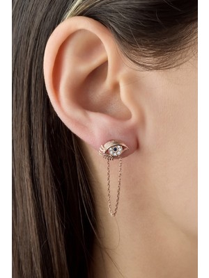 Normadia 925 Ayar Gümüş Zirkon Taşlı Göz Model Küpe, Zarif ve Şık Tasarım