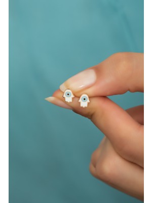 Normadia 925 Ayar Gümüş Mineli Fatma Ana Eli Küpe, Şık ve Zarif Tasarım