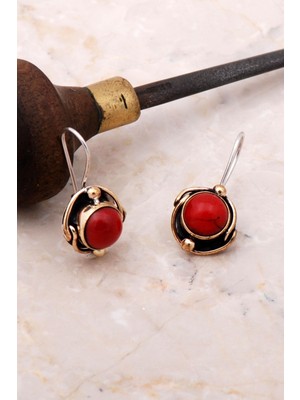 Normadia El Yapımı Gümüş Tasarım Mercan Küpe, Şık ve Doğal Görünüm