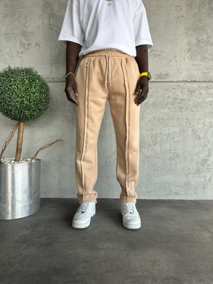 KağanKY Bej Şerit Detaylı Baggy Eşofman