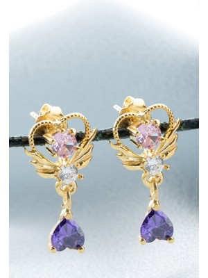 Normadia 925 Ayar Gümüş Kanatlı Kalp Küpe, Şık ve Zarif Tasarım