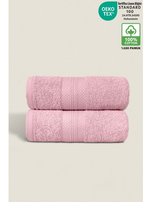 Ellaline 2'li Havlu Seti %100 Pamuk Sertifikalı, Ultra Emici, Yumuşak Havlu Takımı Elmas Desen Bordür 50X80CM