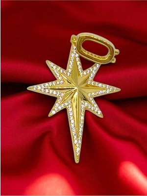 Lunel Silver Taşlı Gösterişli Kuzey Yıldızı Figürlü 925 Ayar Gümüş Kolye Ucu– Işıltılı ve Anlamlı Tasarım