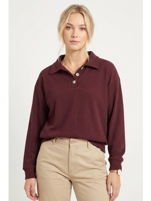 Rays 3082A Gömlek Yaka Kazak Mürdüm