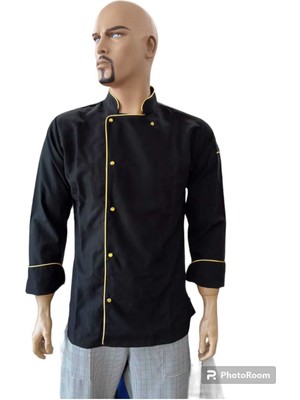 Siyaha Gold Biyeli Aşçı Ceketi