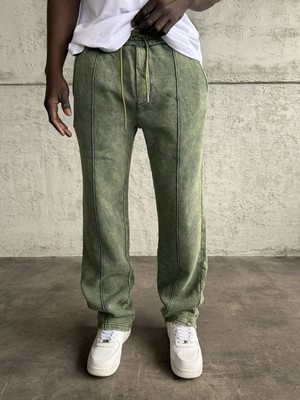 KağanKY Yeşil Yıkamalı Şeritli Baggy Eşofman