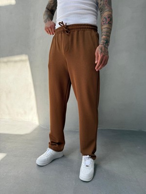 KağanKY Kahverengi Ince Fitilli Baggy Eşofman