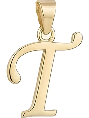 Hakan Mücevherat T Harfi El Yazısı 14 Ayar Kolye Ucu