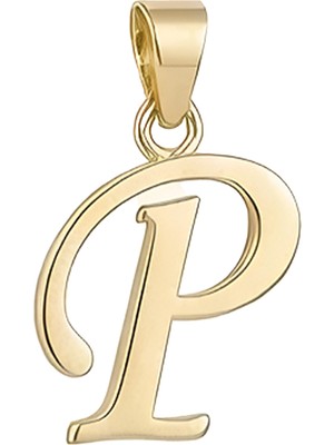 Hakan Mücevherat P Harfi El Yazısı 14 Ayar Kolye Ucu