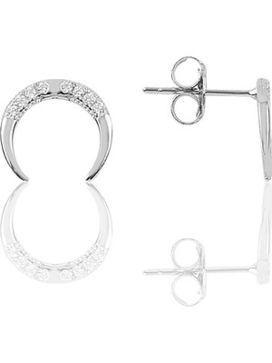 Normadia Şık ve Zarif Gümüş Zirkon Taşlı Hilal Modeli Küpe, Günlük ve Özel Tüketim Için