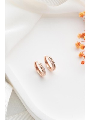 Normadia Parlak 925 Ayar Gümüş Rose Halka Küpe, Şık ve Zarif Tasarım