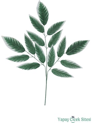 Yapay Çiçek Sitesi Yapay Mango Ağacı Dalı 15 Yapraklı 70 cm 12 Adet Yeşil-Beyaz