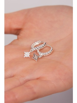 Normadia 925 Ayar Gümüş Kutup Yıldızı Model Küpe, Şıklık ve Zarafet Için Mükemmel