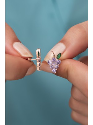 Normadia 925 Ayar Gümüş Mor Üzüm Salkımı Küpe - Zarif ve Şık Takı Seçeneği