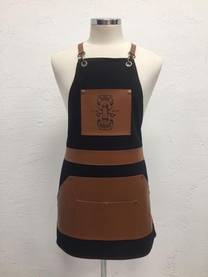 Siyah Gold Deri Detaylı Boydan Antik Iş Önlüğü