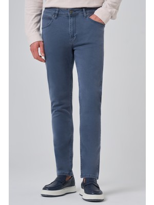 Morven  Erkek Indigo Denim 5 Cep Slim Fit Jean Kot Pantolon